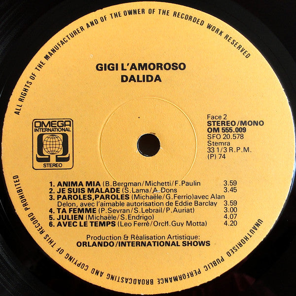 Dalida - Gigi L'Amoroso (LP Tweedehands) - Discords.nl