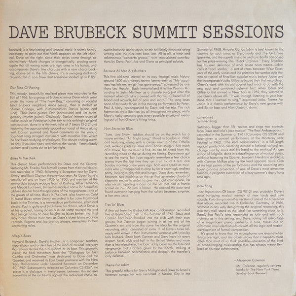 Dave Brubeck - Summit Sessions (LP Tweedehands) - Discords.nl