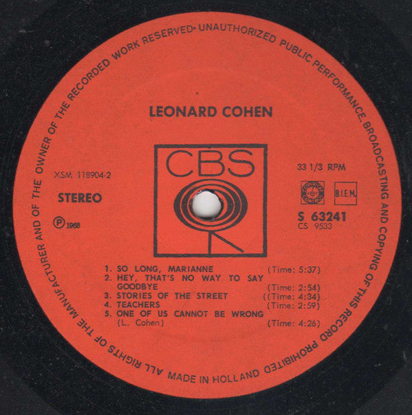 Leonard Cohen - Songs Of Leonard Cohen (LP Tweedehands) - Discords.nl