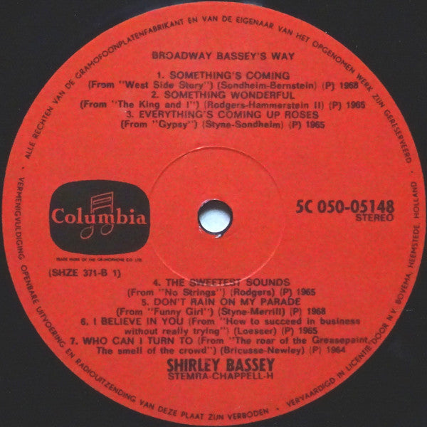 Shirley Bassey - Broadway Bassey's Way (LP Tweedehands) - Discords.nl