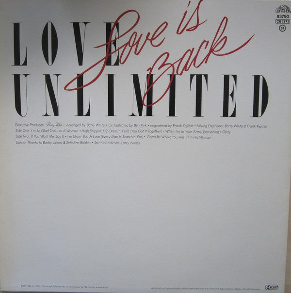 Love Unlimited - Love Is Back (LP Tweedehands) - Discords.nl