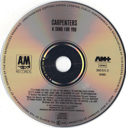 Carpenters - A Song For You (CD Tweedehands) - Discords.nl