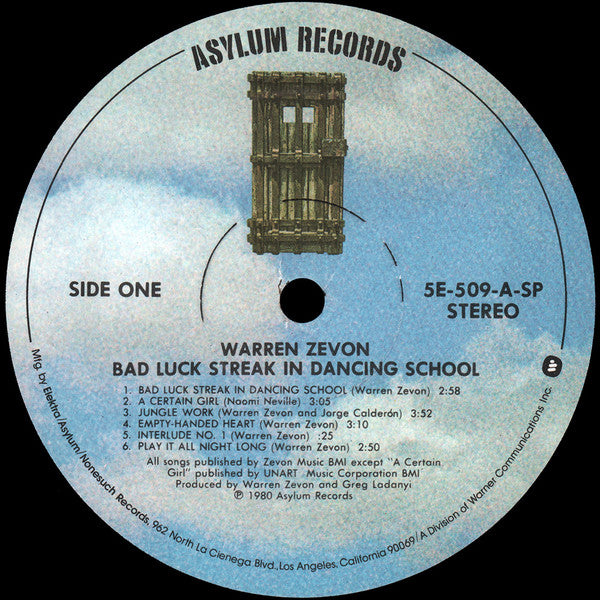 Warren Zevon - Bad Luck Streak In Dancing School (LP Tweedehands) - Discords.nl