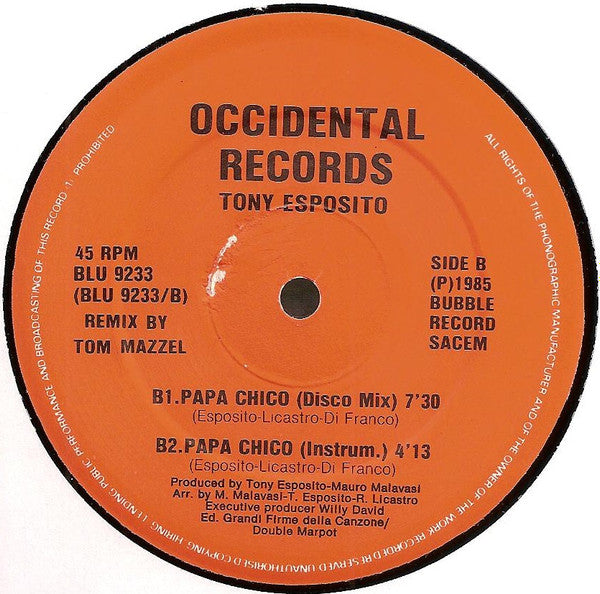 Tony Esposito - Papa Chico (Remix) (12" Tweedehands) - Discords.nl