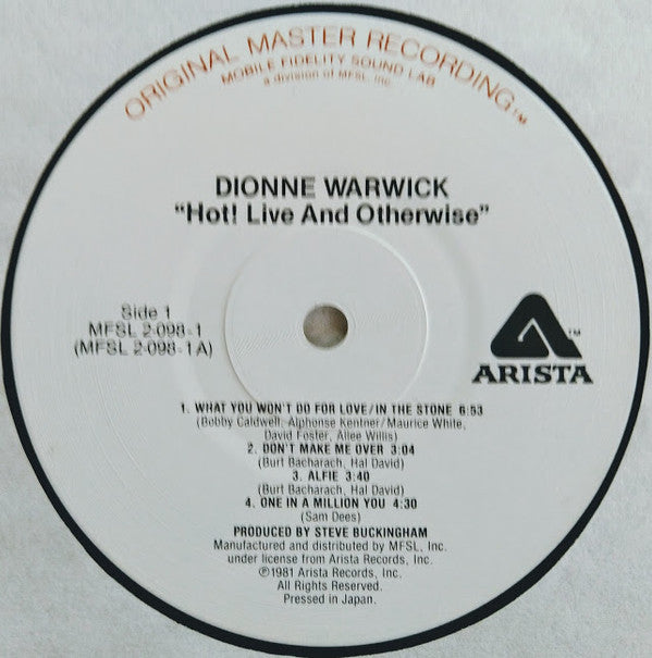 Dionne Warwick - Hot! Live And Otherwise (LP Tweedehands) - Discords.nl