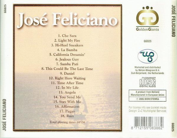 José Feliciano - Che Sera (CD Tweedehands) - Discords.nl