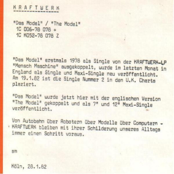 Kraftwerk - Das Model / The Model (7-inch Single Tweedehands) - Discords.nl