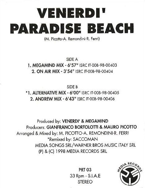 Venerdi - Paradise Beach (12" Tweedehands) - Discords.nl