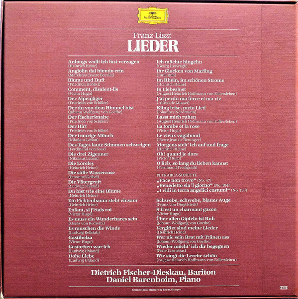 Franz Liszt - Dietrich Fischer-Dieskau, Daniel Barenboim - Lieder (Box Tweedehands) - Discords.nl