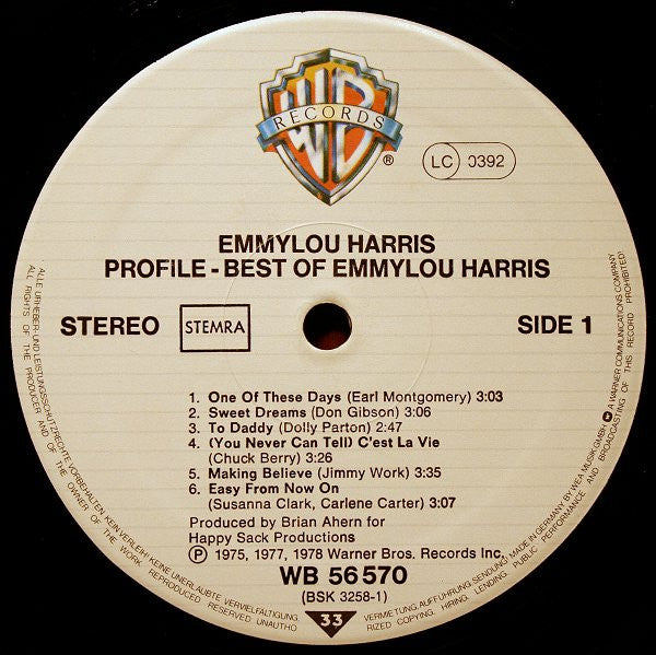 Emmylou Harris - Profile (Best Of Emmylou Harris) (LP Tweedehands) - Discords.nl