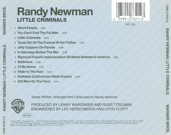 Randy Newman - Little Criminals (CD) - Discords.nl