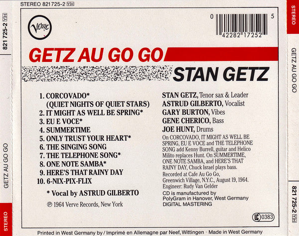 New Stan Getz Quartet, The Featuring Astrud Gilberto - Getz Au Go Go (CD) - Discords.nl