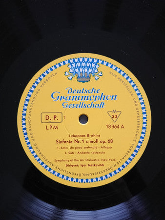 Johannes Brahms / Symphony Of The Air, Igor Markevitch - Sinfonie Nr. 1 C-moll Op. 68 (LP Tweedehands) - Discords.nl