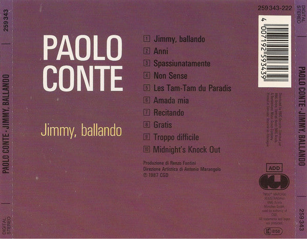 Paolo Conte - Jimmy, Ballando (CD Tweedehands) - Discords.nl