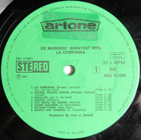De Maskers - De Maskers' Greatest Hits - La Comparsa (LP Tweedehands) - Discords.nl