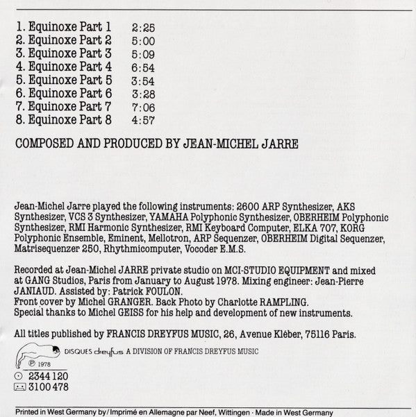 Jean-Michel Jarre - Equinoxe (CD Tweedehands) - Discords.nl