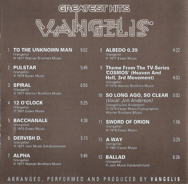 Vangelis - Greatest Hits (CD Tweedehands) - Discords.nl