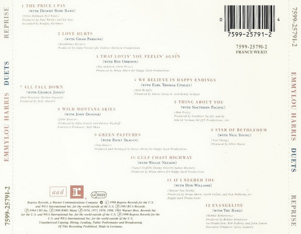 Emmylou Harris - Duets (CD Tweedehands) - Discords.nl
