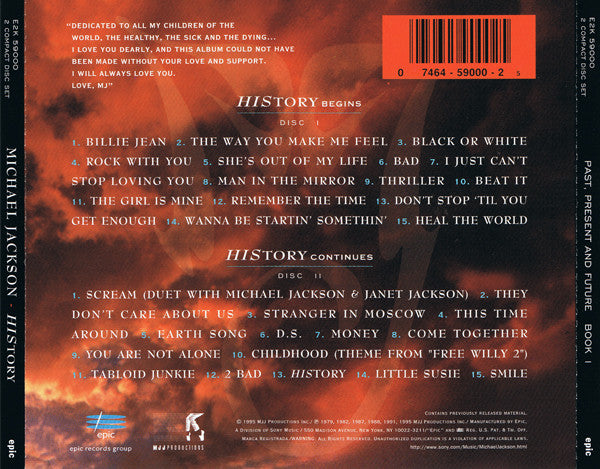 Michael Jackson - HIStory - Past, Present And Future - Book I (CD Tweedehands) - Discords.nl