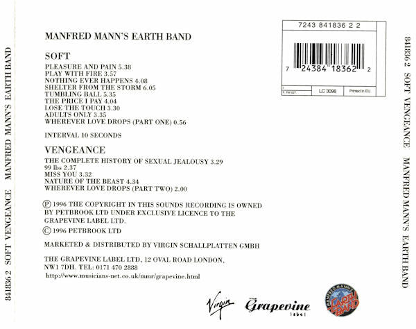 Manfred Mann's Earth Band - Soft Vengeance (CD Tweedehands) - Discords.nl