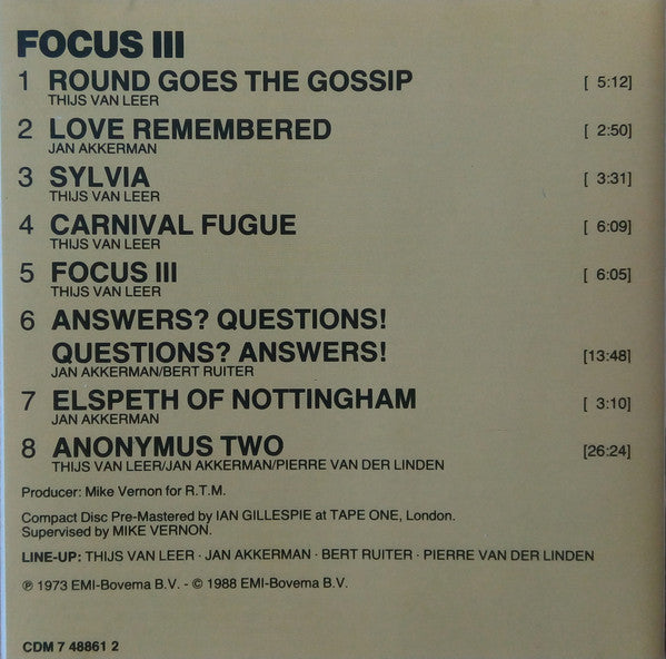 Focus (2) - Focus 3 (CD Tweedehands) - Discords.nl