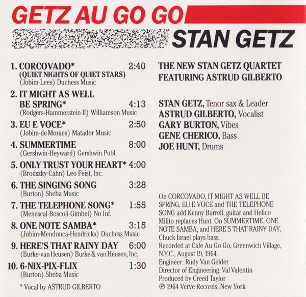 New Stan Getz Quartet, The Featuring Astrud Gilberto - Getz Au Go Go (CD) - Discords.nl