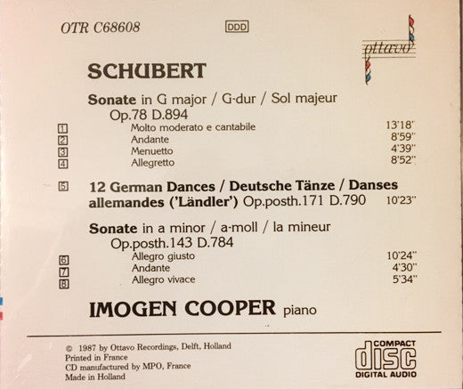 Franz Schubert - Imogen Cooper - The Last Six Years 1823-1828: Vol. 1  Sonate In G Major / 12 German Dances / Sonate In A Minor (CD Tweedehands) - Discords.nl