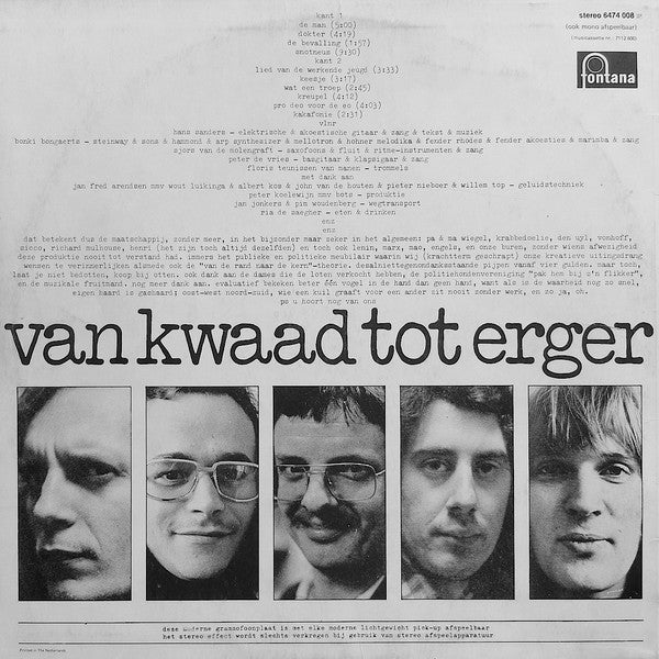Bots - Van Kwaad Tot Erger (LP Tweedehands) - Discords.nl