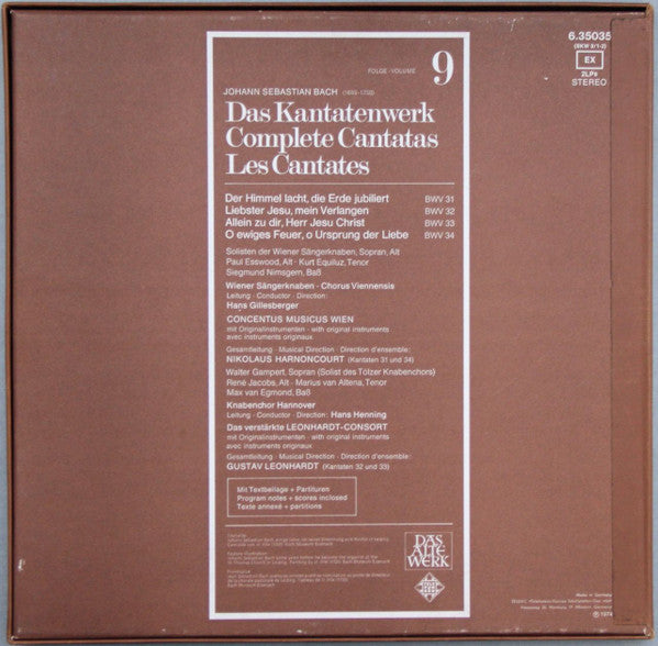 Johann Sebastian Bach - Kantatenwerk · Complete Cantatas | BWV 31-34 | 9 (Box Tweedehands) - Discords.nl