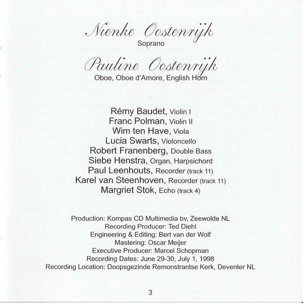 Johann Sebastian Bach - Nienke Oostenrijk & Pauline Oostenrijk - Arias For Soprano & Oboe (CD) - Discords.nl