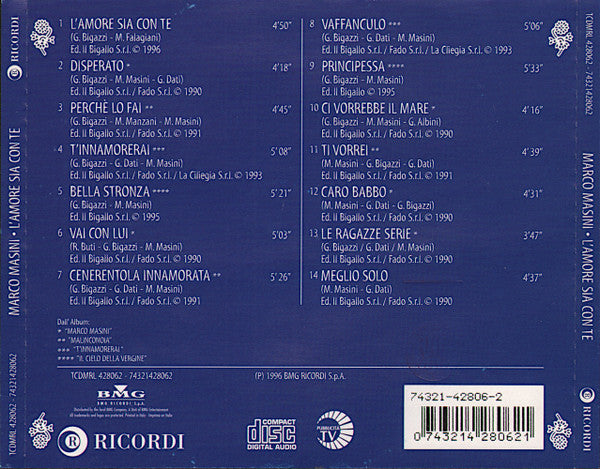 Marco Masini - L'Amore Sia Con Te (CD Tweedehands) - Discords.nl