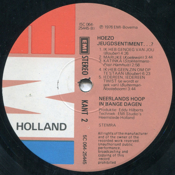 Neerlands Hoop In Bange Dagen - Hoezo Jeugdsentiment?... (LP Tweedehands) - Discords.nl