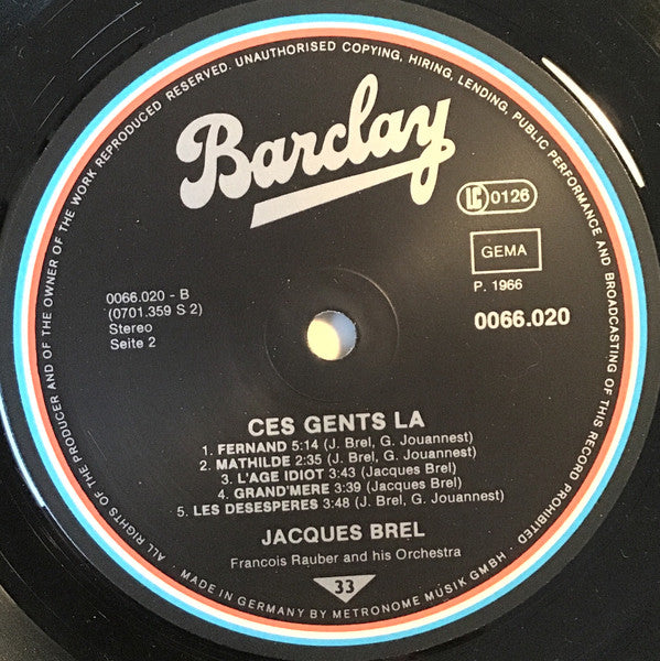 Jacques Brel - Ces Gens-Là (LP Tweedehands) - Discords.nl