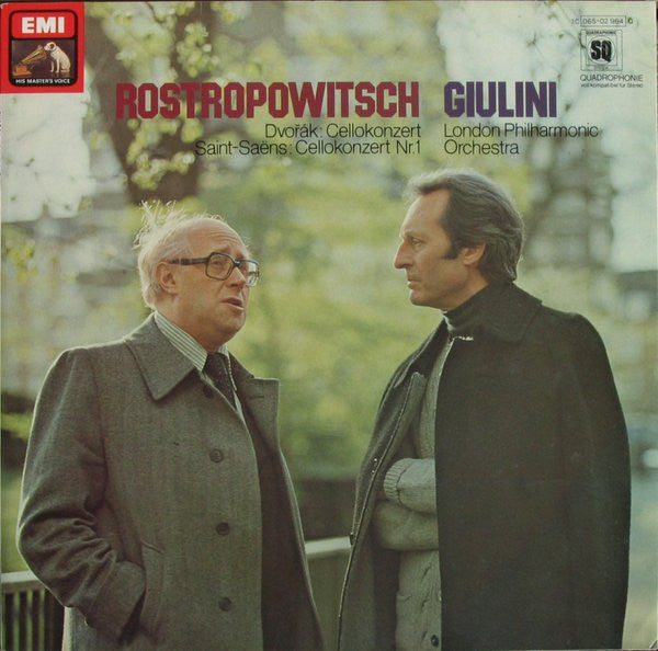 Mstislav Rostropovich, Carlo Maria Giulini, Antonín Dvořák, Camille Saint-Saëns, London Philharmonic Orchestra - Cello Concerto / Cello Concerto No.1 (LP Tweedehands) - Discords.nl