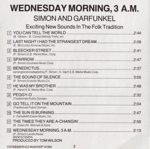 Simon & Garfunkel - Wednesday Morning, 3 A.M. (CD) - Discords.nl