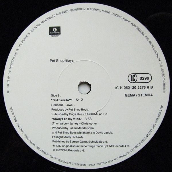 Pet Shop Boys - Always On My Mind (12-inch) - Discords.nl