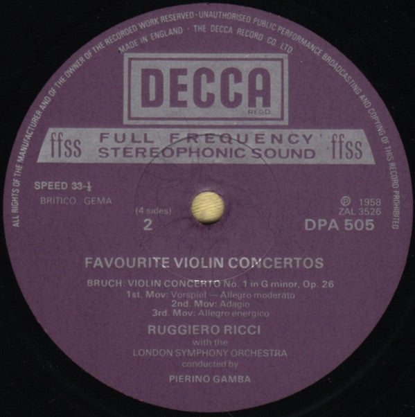 Jean Ruggiero Felix Mendelssohn-Bartholdy / Max Bruch / Pyotr Ilyich Tchaikovsky ...