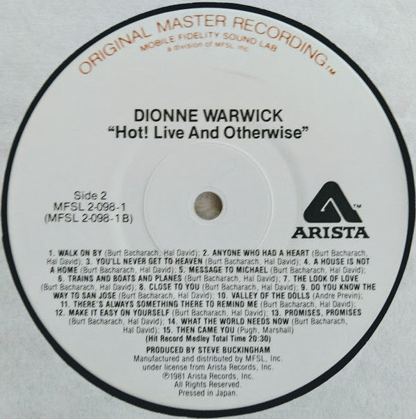 Dionne Warwick - Hot! Live And Otherwise (LP Tweedehands) - Discords.nl