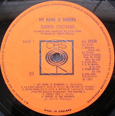 Barbra Streisand - My Name Is Barbra (LP Tweedehands) - Discords.nl