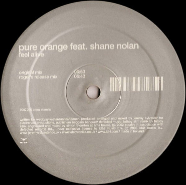 Pure Orange Feat. Shane Nolan - Feel Alive (12" Tweedehands) - Discords.nl