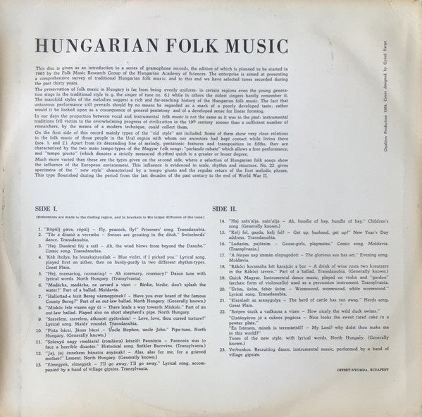 Various - Hungarian Folk Music (LP Tweedehands) - Discords.nl