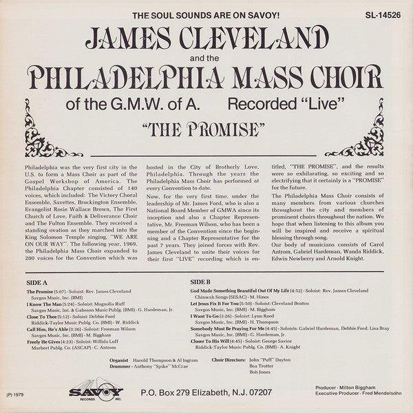 Rev. James Cleveland, Philadelphia Mass Choir Of The GMWA, The - The Promise (LP Tweedehands) - Discords.nl