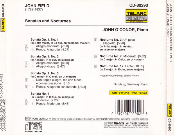 John Field (2), John O'Conor - Sonatas And Nocturnes (CD) - Discords.nl