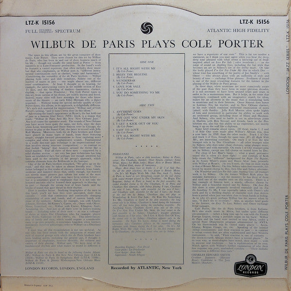 Wilbur De Paris - Plays Cole Porter (LP Tweedehands) - Discords.nl