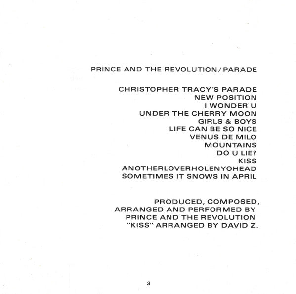 Prince And The Revolution - Parade (Music From The Motion Picture Under The Cherry Moon) (CD Tweedehands) - Discords.nl