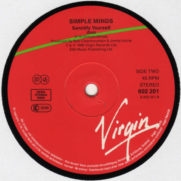 Simple Minds - Sanctify Yourself (Extended Mix) (12-inch) - Discords.nl