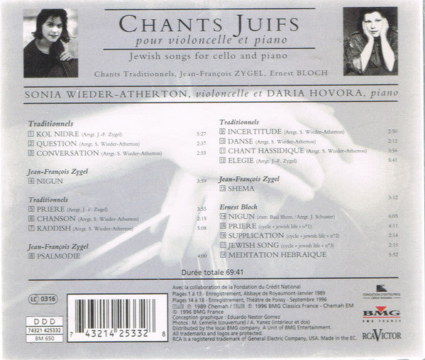 Sonia Wieder-Atherton, Daria Hovora - Chants Juifs Pour Violoncelle Et Piano = Jewish Songs For Cello And Piano (CD Tweedehands) - Discords.nl