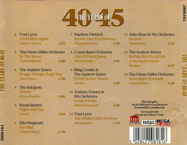 Various - The Years Of 40-45 (CD Tweedehands) - Discords.nl