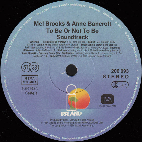 Mel Brooks & Anne Bancroft - To Be Or Not To Be (Original Dialogue & Music From The Motion Picture) (12" Tweedehands) - Discords.nl