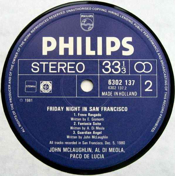 Al Di Meola / John McLaughlin / Paco De Lucía - Friday Night In San Francisco (LP Tweedehands) - Discords.nl